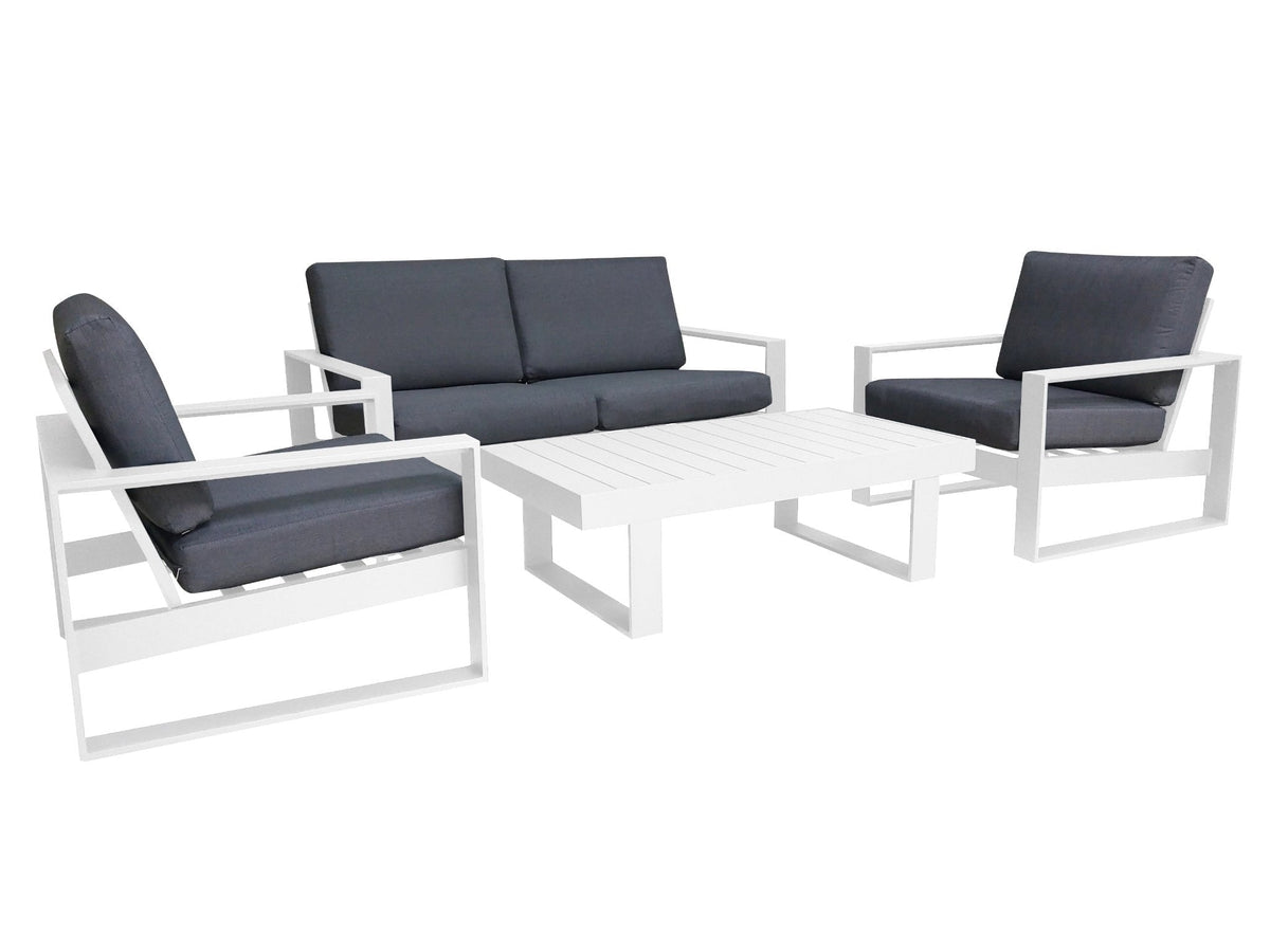 Manly 4 Piece Aluminium Outdoor Lounge Setting White FurnitureOkay