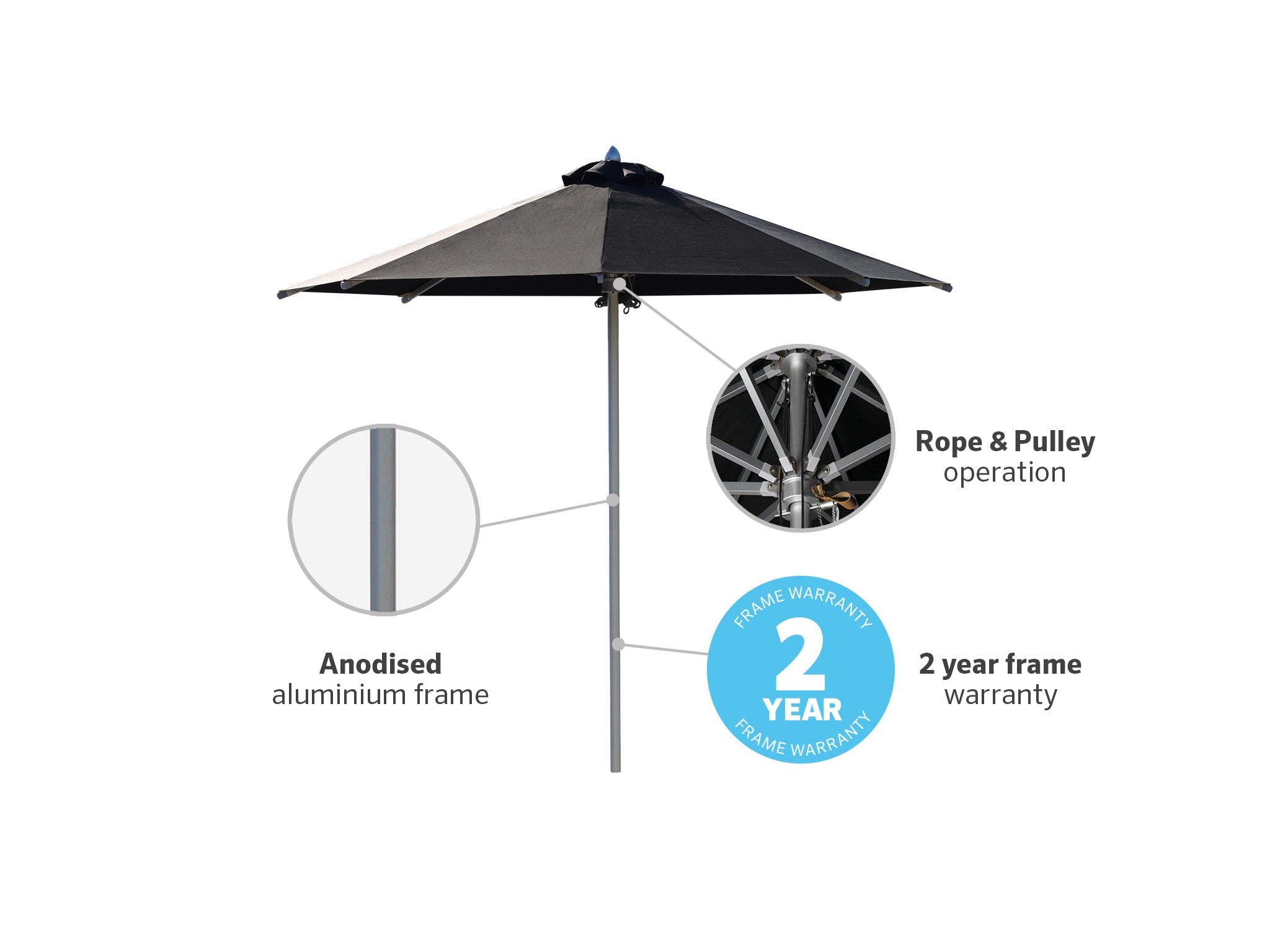 Coolaroo Ceduna 3m Round Wind Rated Market Umbrella