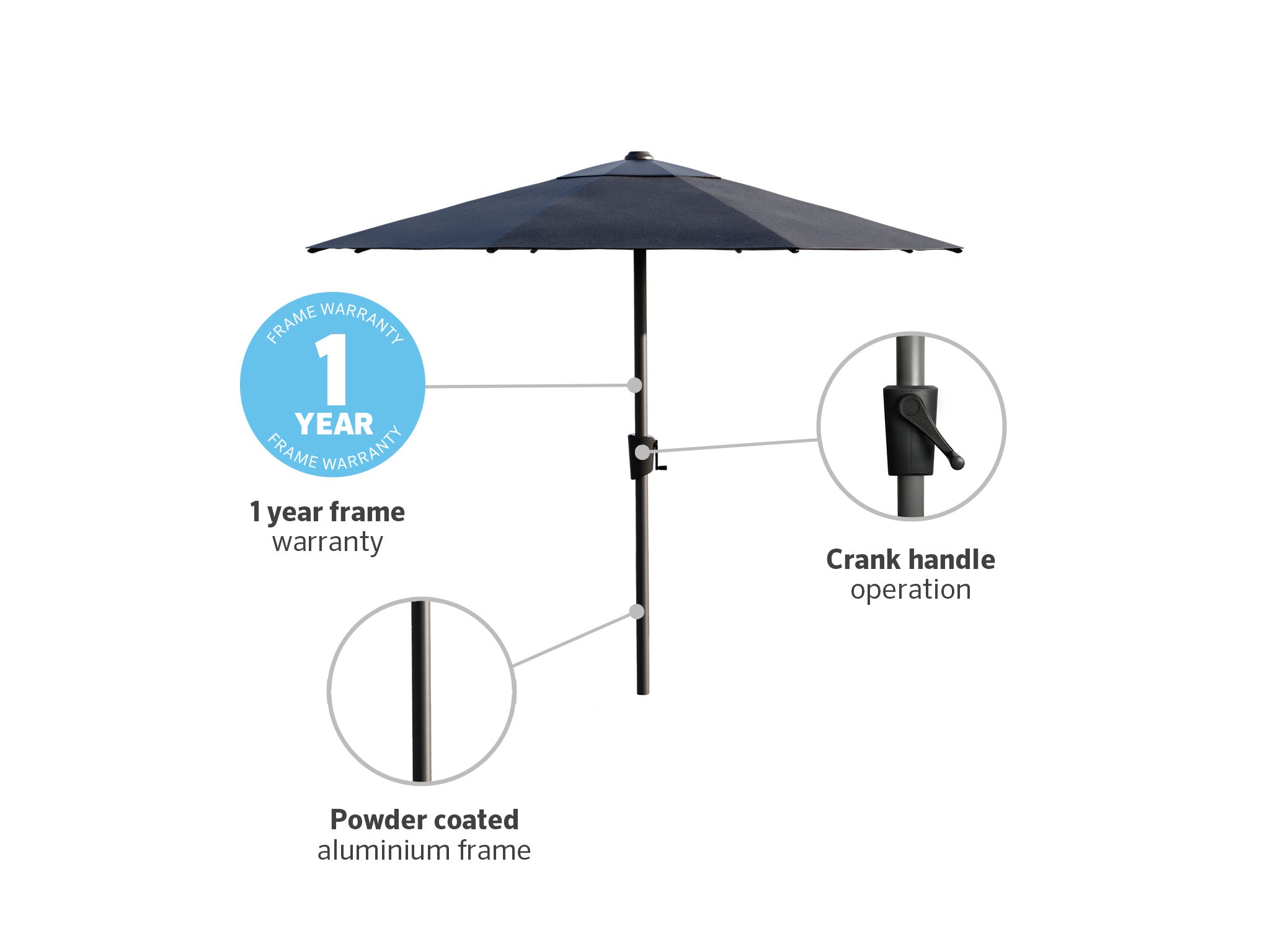 Coolaroo Kuranda 2.5m Round Market Umbrella