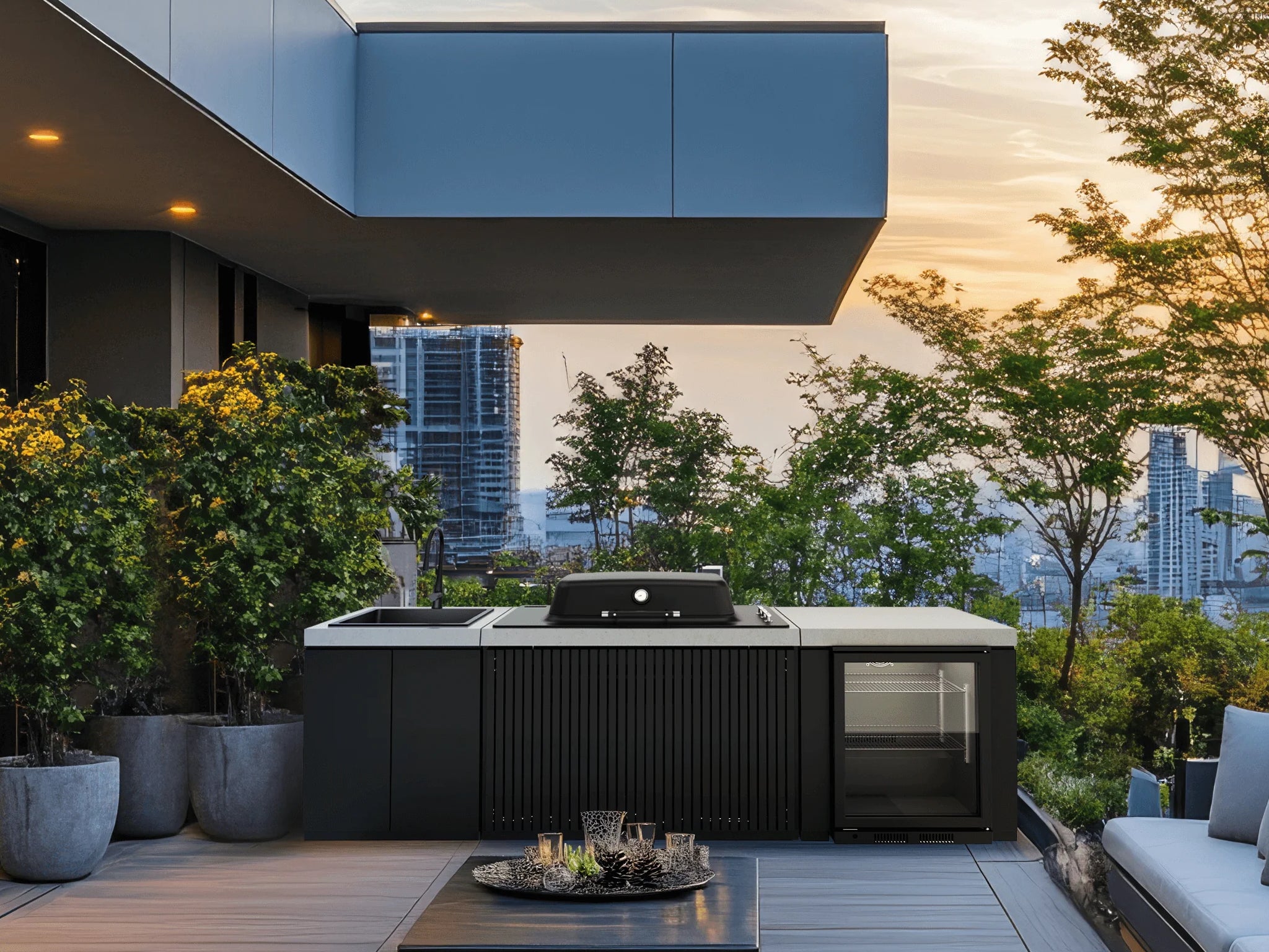 Everdure Seabreeze 3-Burner BBQ Outdoor Kitchen — Black