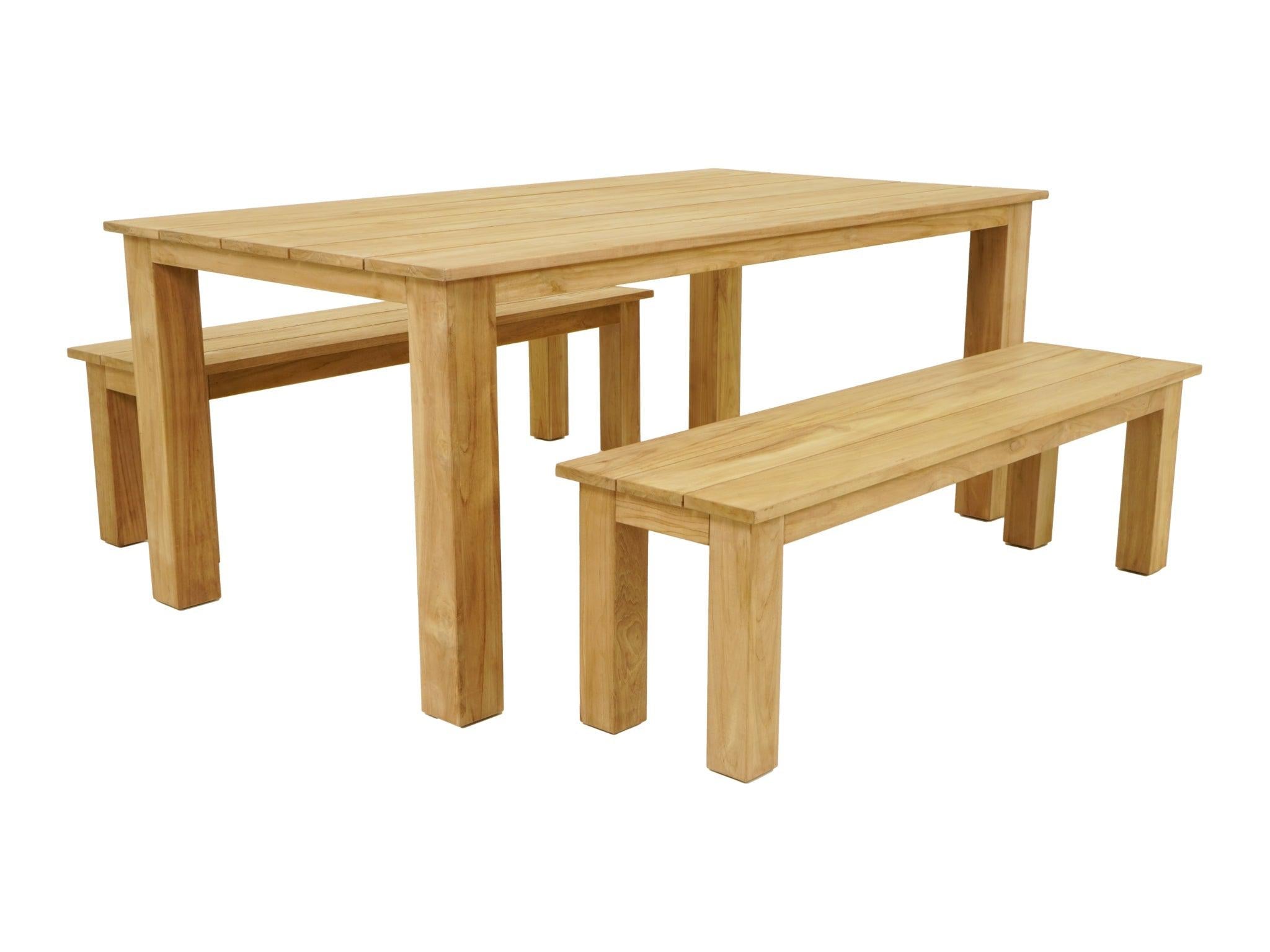 FurnitureOkay Brooklyn 3-Piece Teak Outdoor Dining Setting (4-Seater)