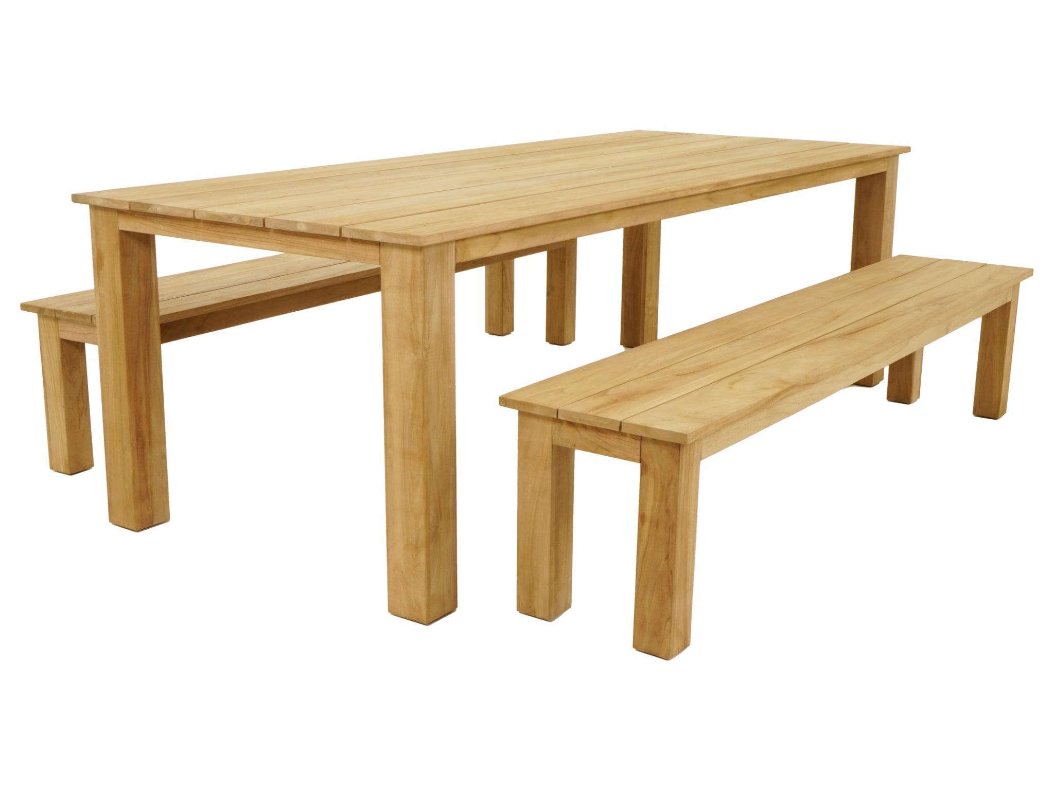 FurnitureOkay Brooklyn 3-Piece Teak Outdoor Dining Setting (6-Seater)