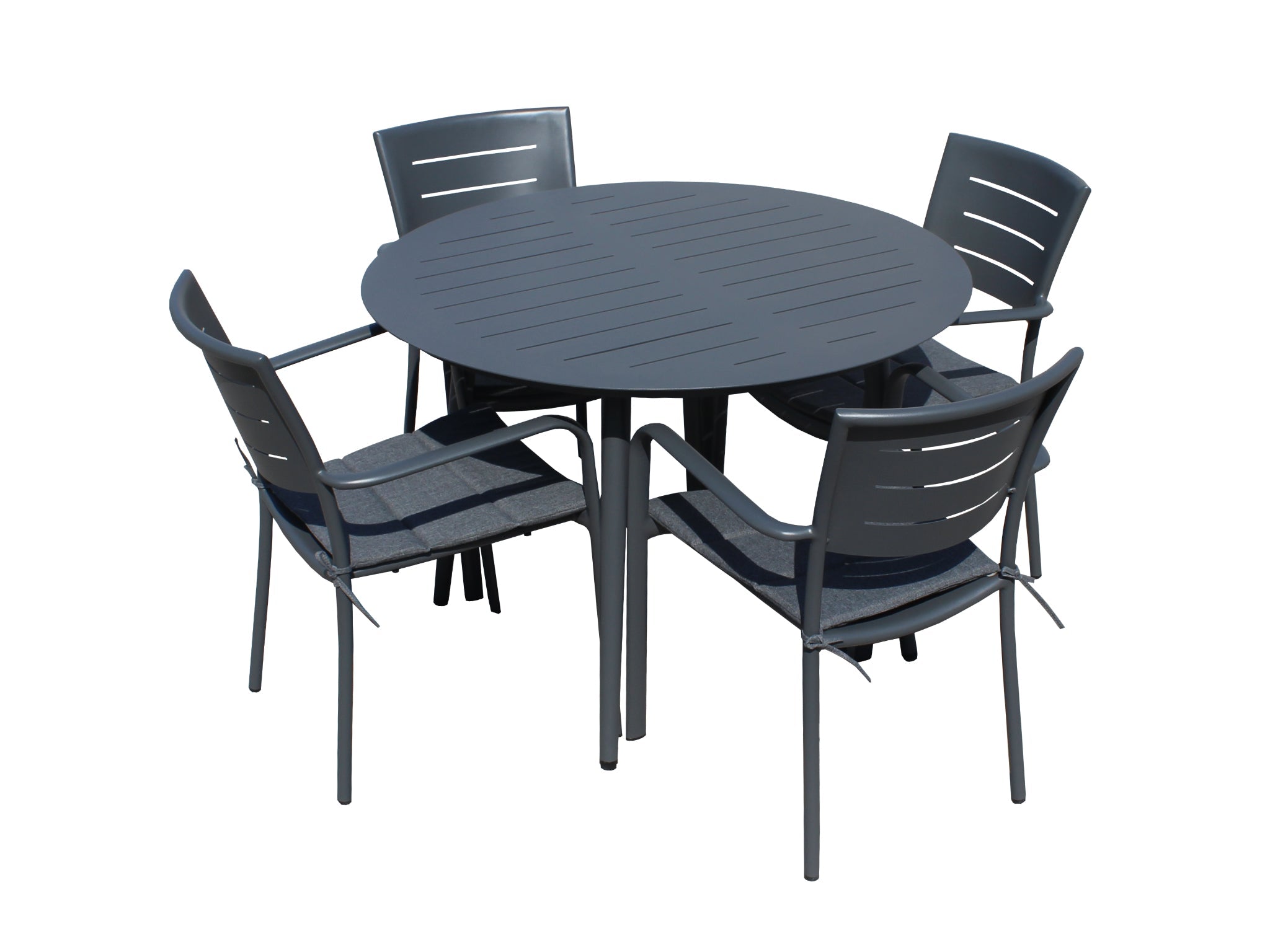 FurnitureOkay Cove 5-Piece Aluminium Outdoor Dining Setting — Charcoal