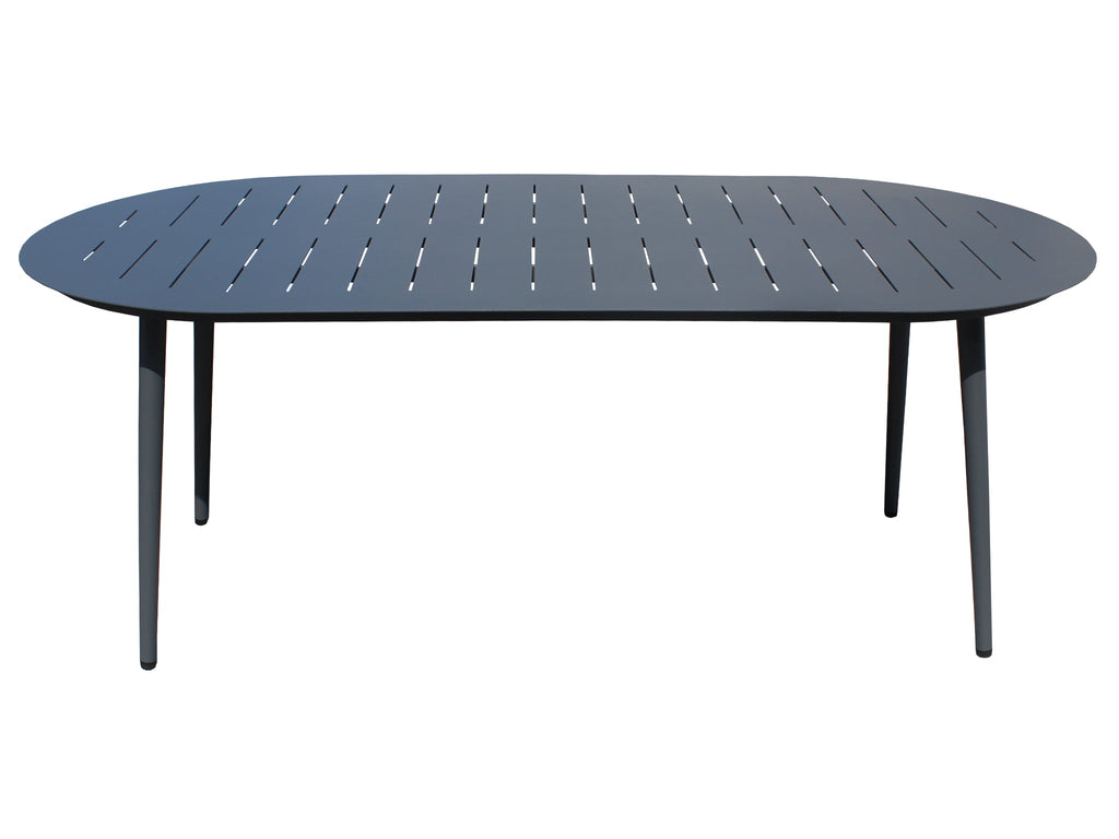 FurnitureOkay Cove Aluminium Outdoor Dining Table (200x100cm Oval) — Charcoal