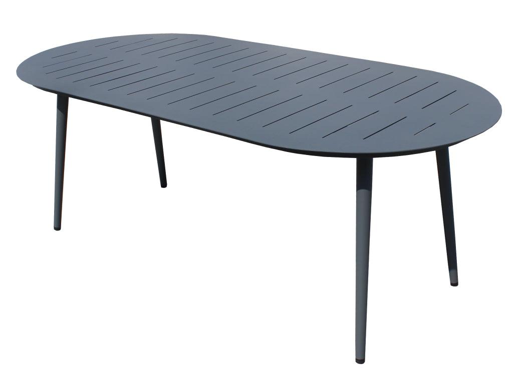 FurnitureOkay Cove Aluminium Outdoor Dining Table (200x100cm Oval) — Charcoal