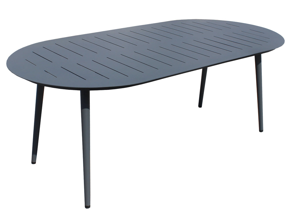 FurnitureOkay Cove Aluminium Outdoor Dining Table (200x100cm Oval) — Charcoal