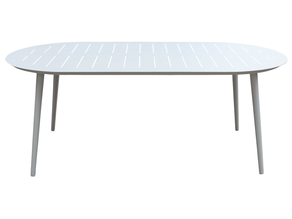 FurnitureOkay Cove Aluminium Outdoor Dining Table (200x100cm Oval) — White