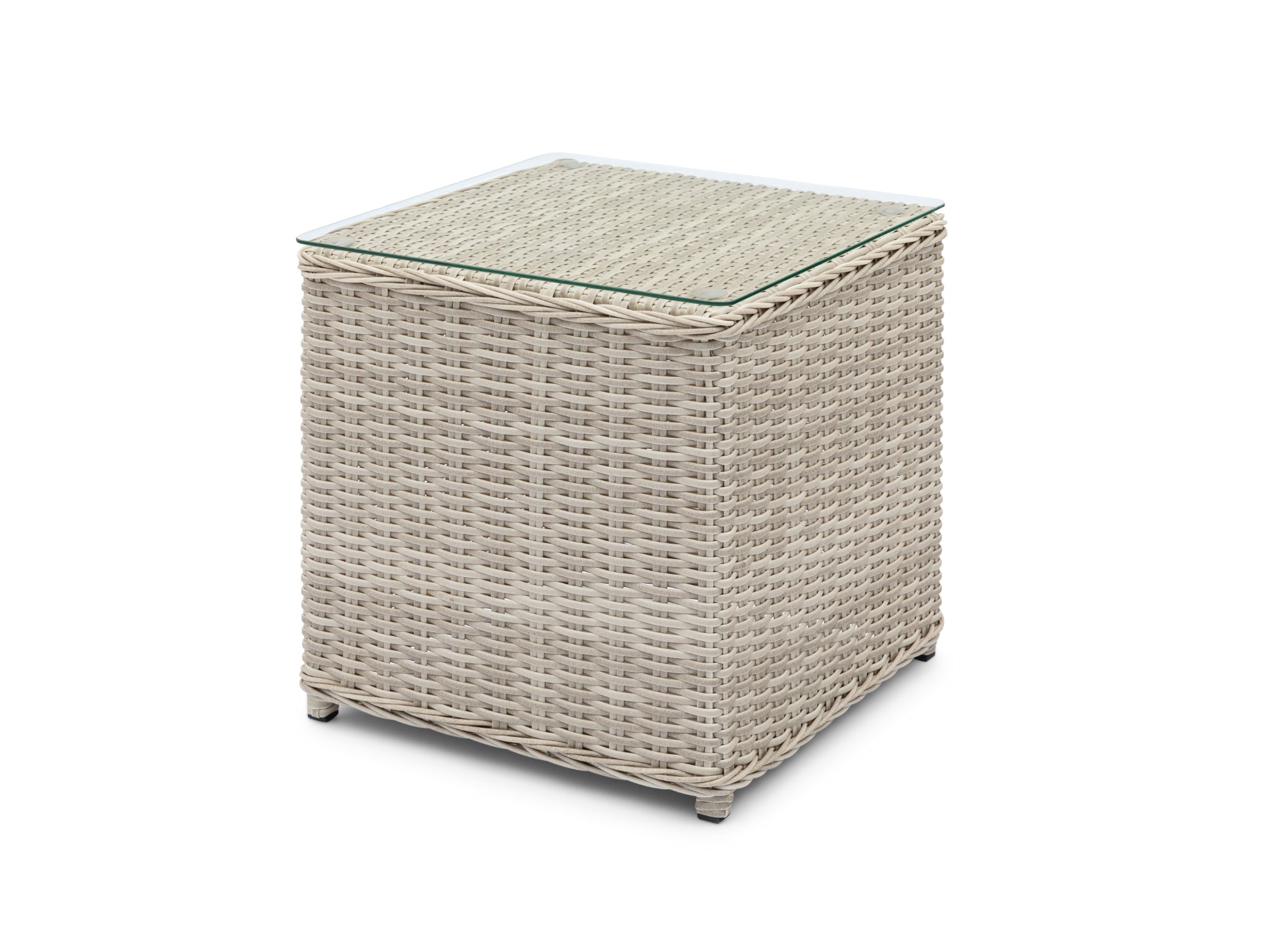 FurnitureOkay Dubai Wicker Outdoor Side Table — White Shell