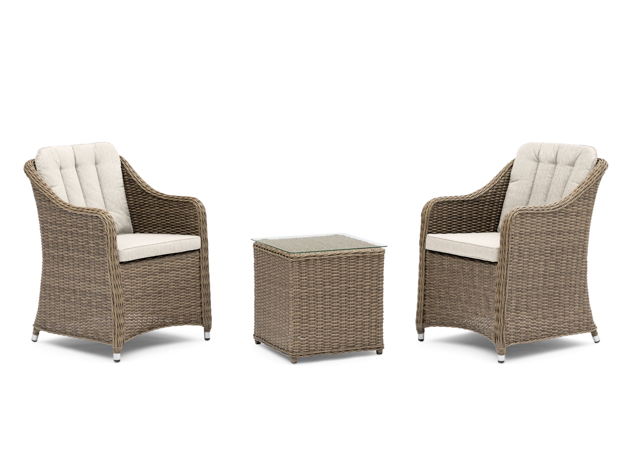 FurnitureOkay Liverpool 3-Piece Wicker Outdoor Balcony Setting