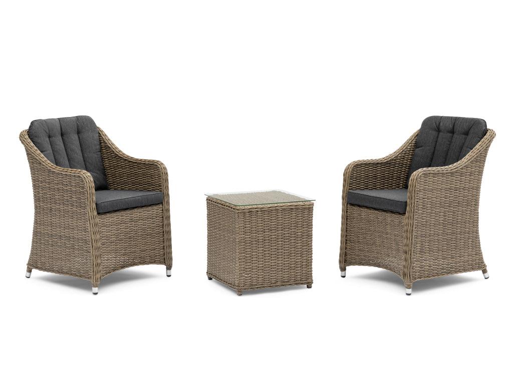 FurnitureOkay Liverpool 3-Piece Wicker Outdoor Balcony Setting