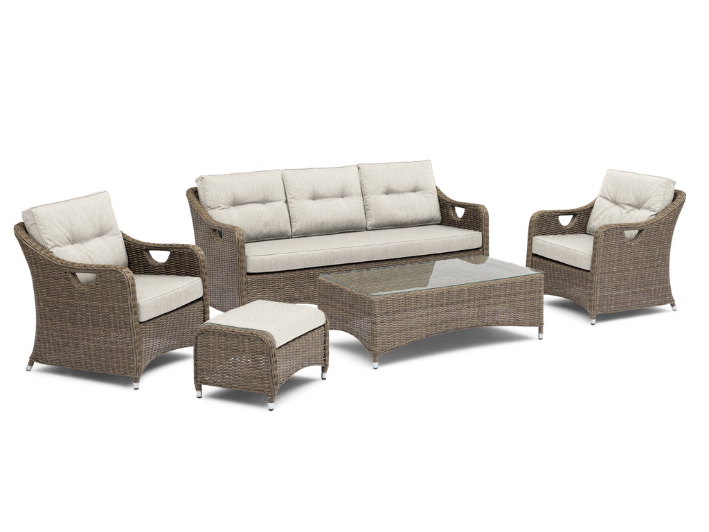 FurnitureOkay Liverpool 5-Piece Wicker Outdoor Lounge Setting