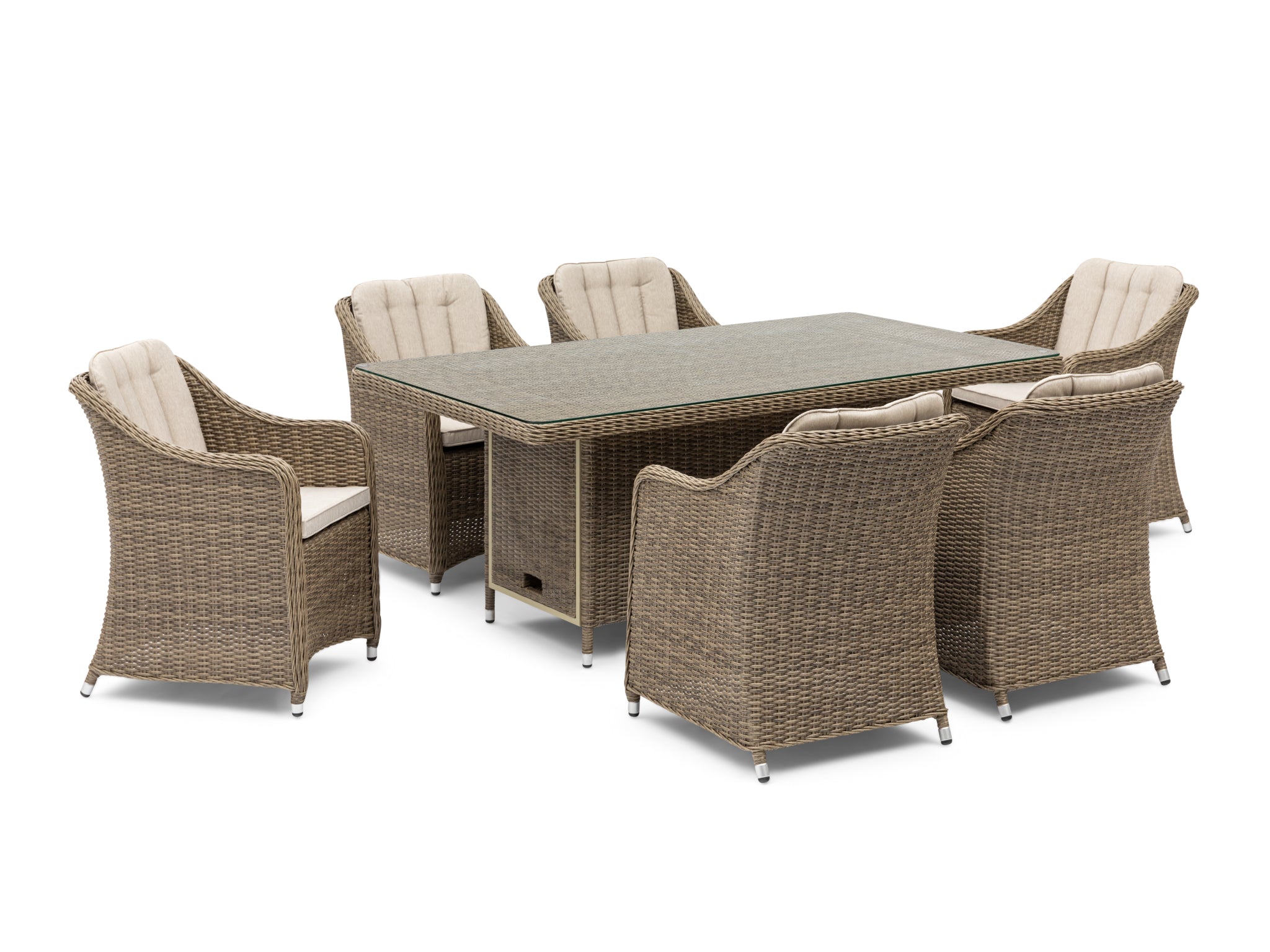 FurnitureOkay Liverpool 7-Piece Wicker Outdoor Dining Setting