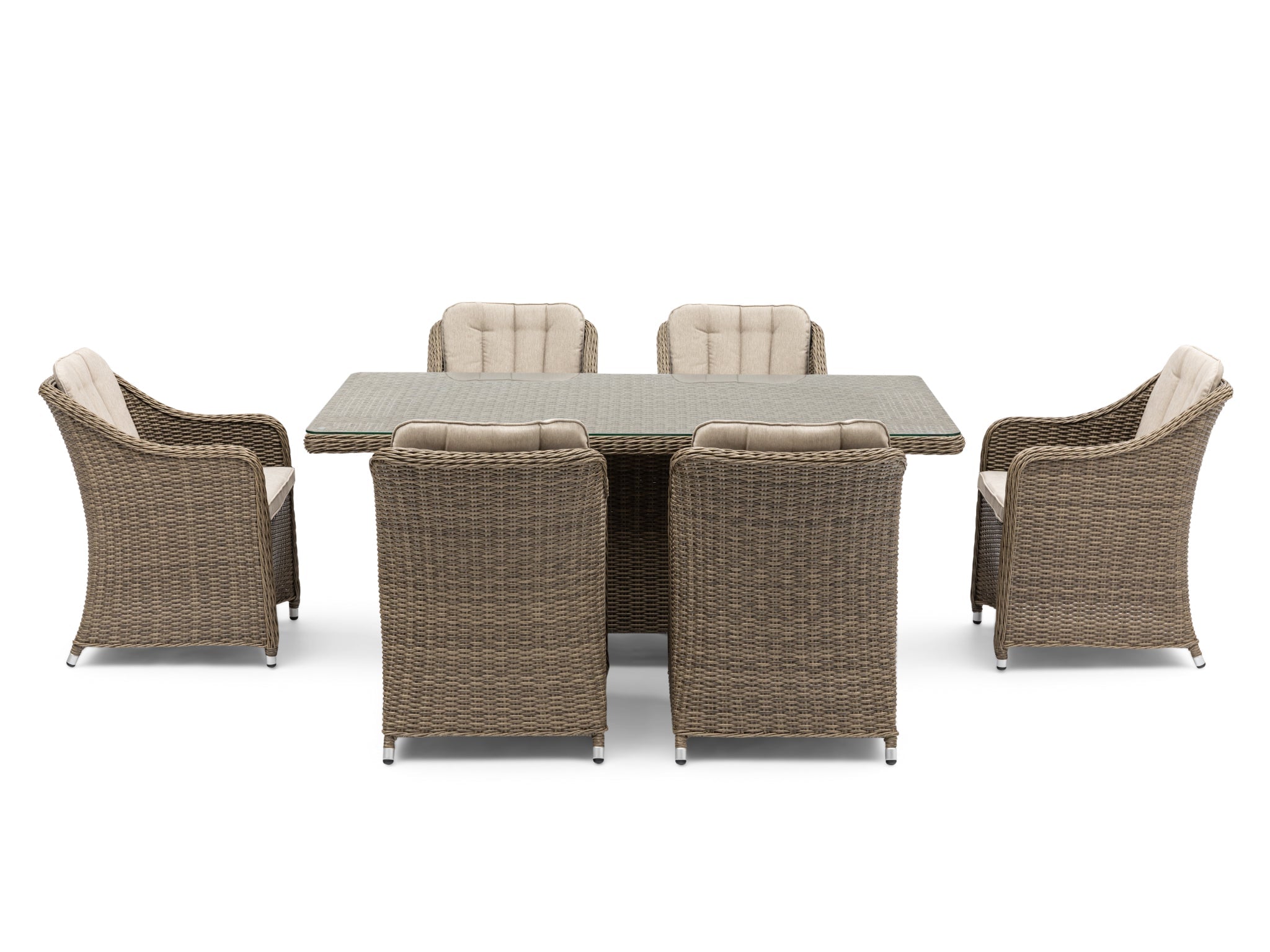 FurnitureOkay Liverpool 7-Piece Wicker Outdoor Dining Setting