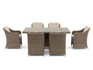 FurnitureOkay Liverpool 7-Piece Wicker Outdoor Dining Setting