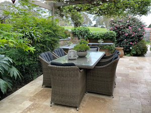 FurnitureOkay Liverpool 7-Piece Wicker Outdoor Dining Setting