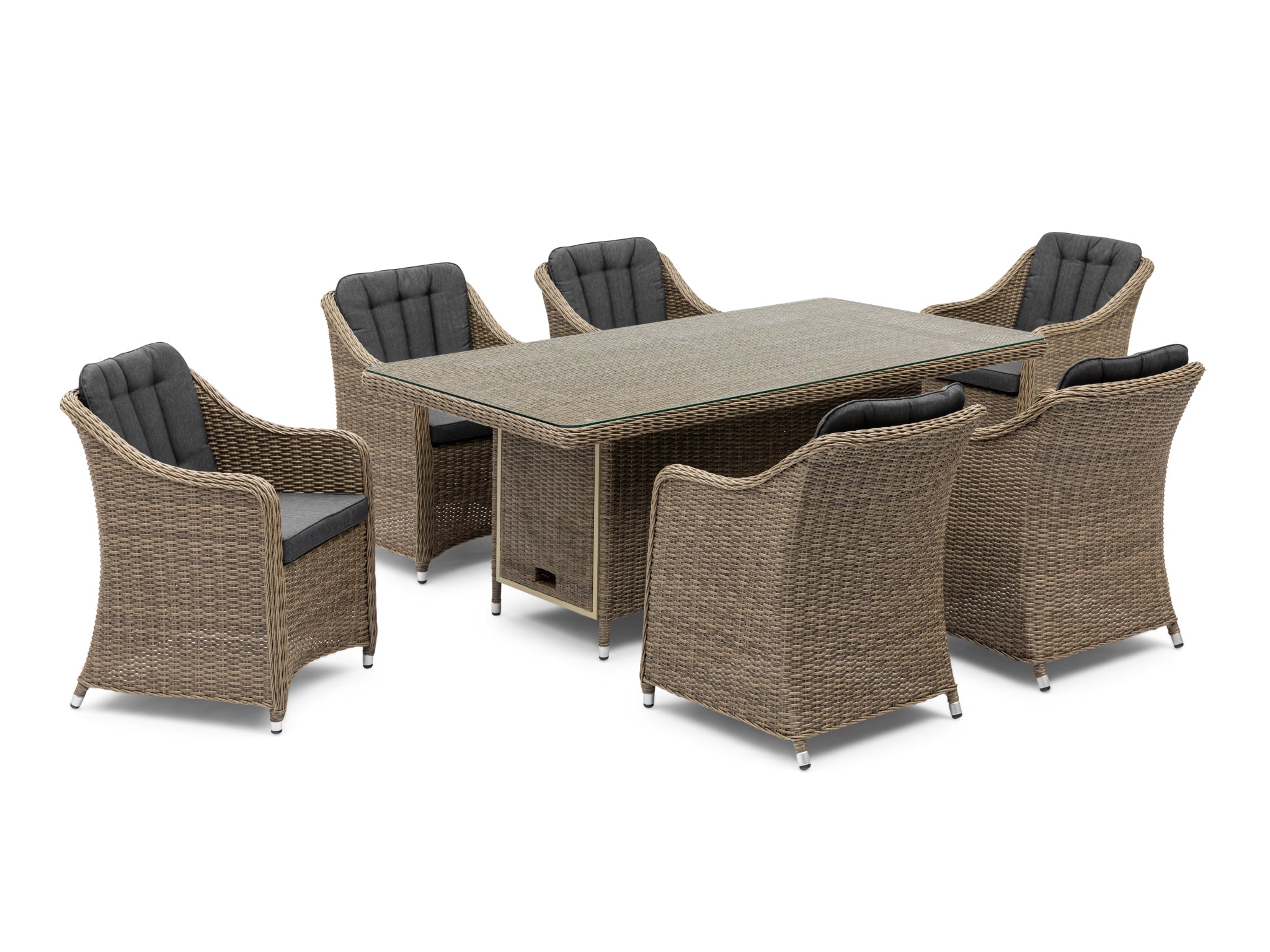 FurnitureOkay Liverpool 7-Piece Wicker Outdoor Dining Setting