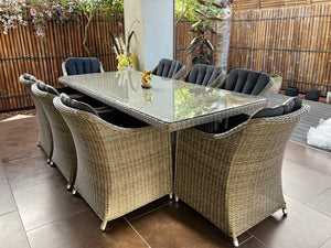 FurnitureOkay Liverpool 9-Piece Wicker Outdoor Dining Setting (Rectangle)