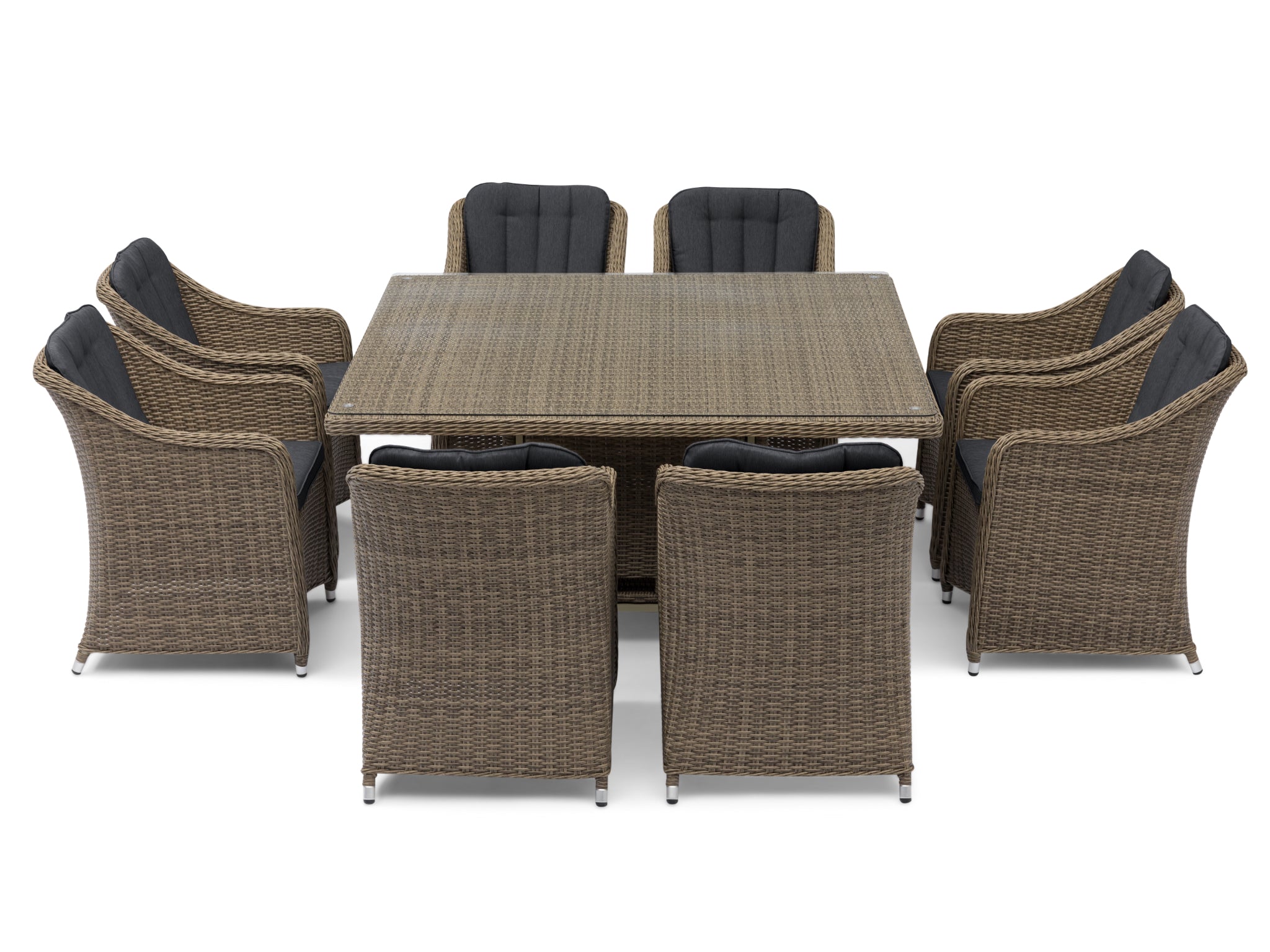 FurnitureOkay Liverpool 9-Piece Wicker Outdoor Dining Setting (Square)