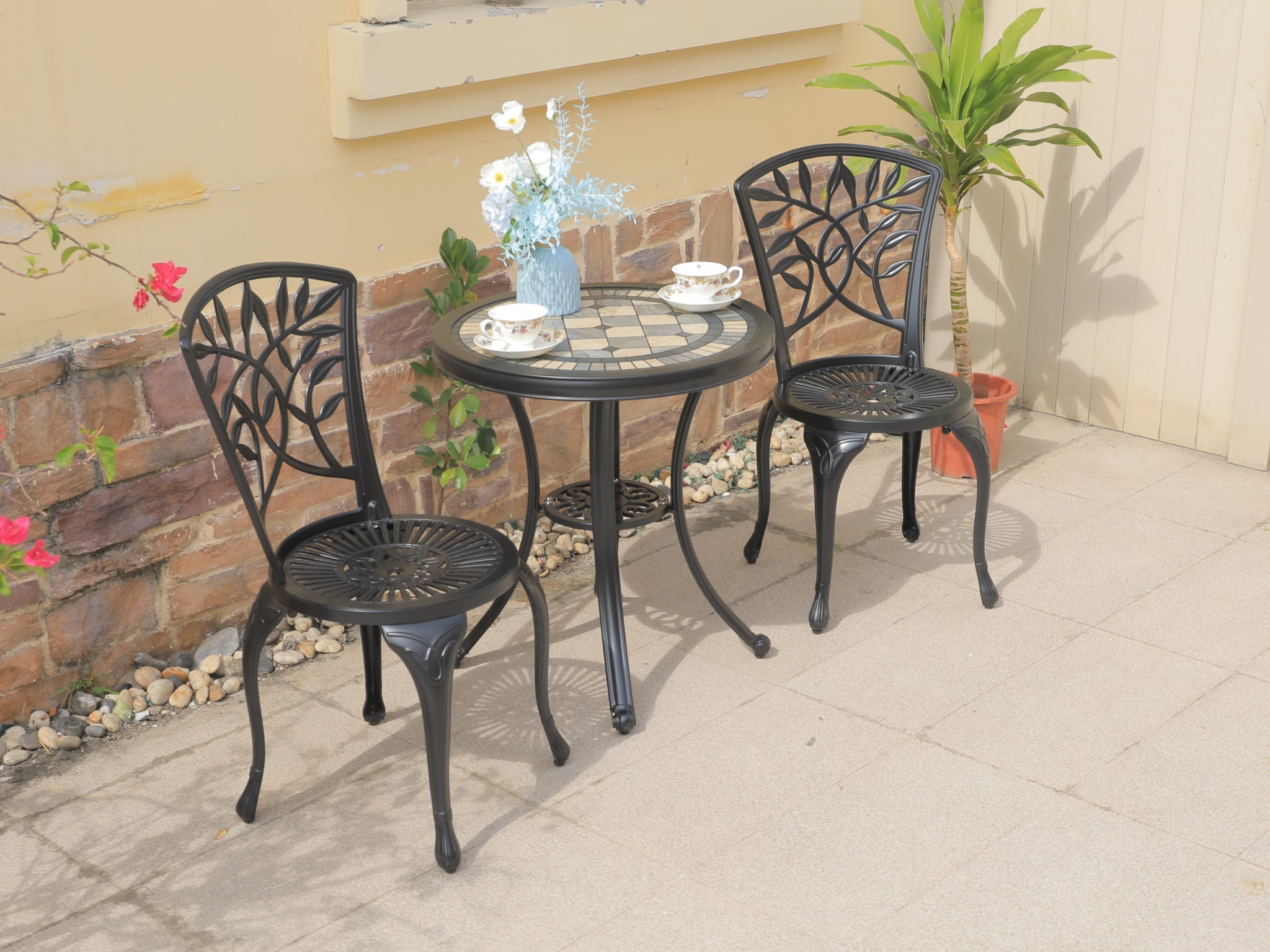 FurnitureOkay Macedon-Athens 3-Piece Cast Aluminium Outdoor Dining Setting