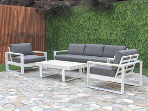 FurnitureOkay Manly 4-Piece Aluminium Outdoor Lounge Setting — White