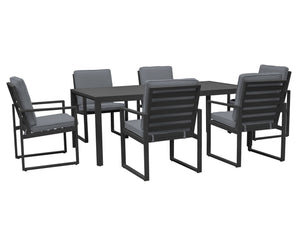 FurnitureOkay Manly 7-Piece Aluminium Outdoor Dining Setting — Charcoal