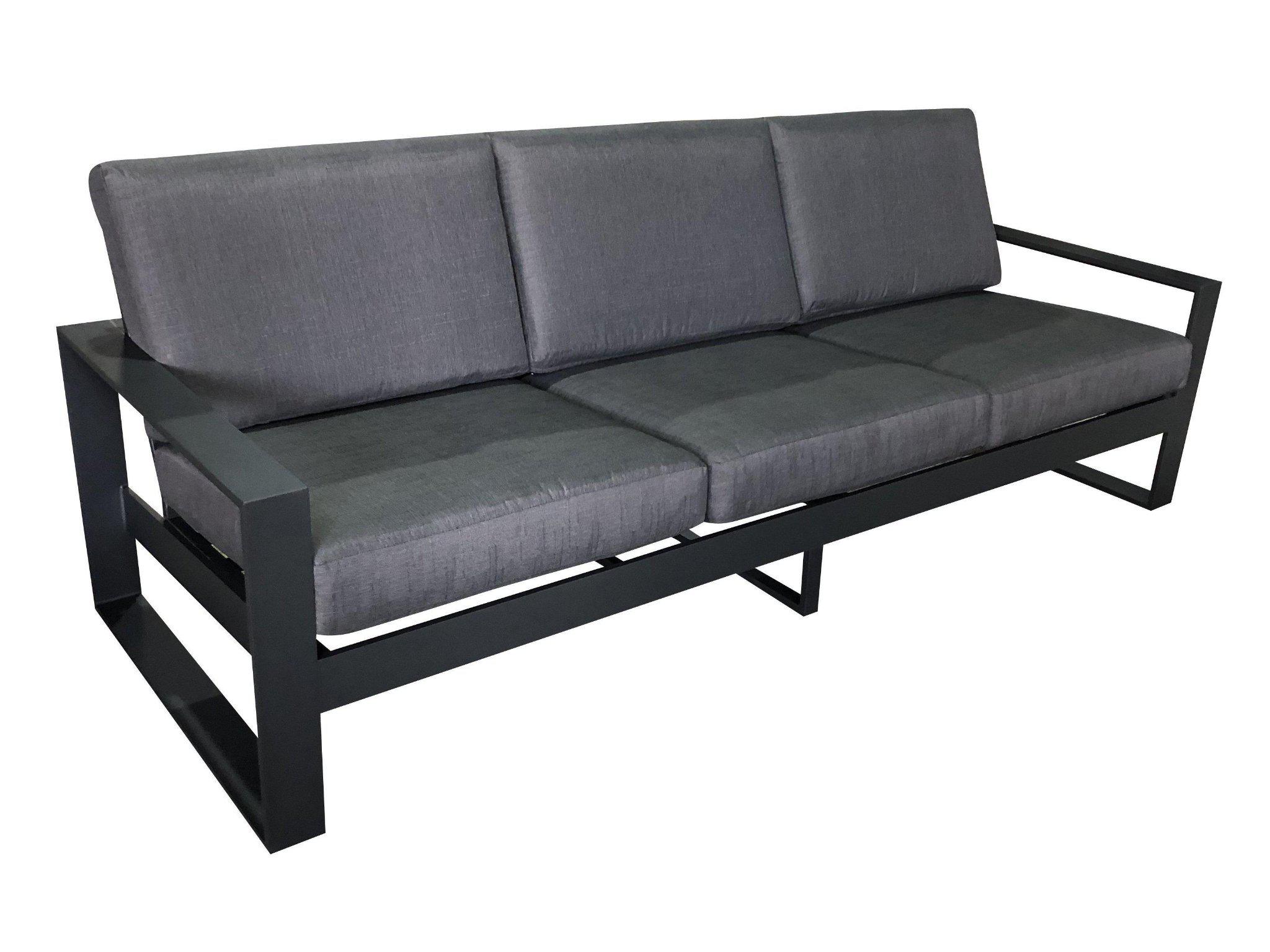 FurnitureOkay Manly Aluminium Outdoor Sofa (3-Seater) — Charcoal