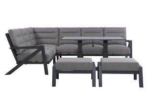 FurnitureOkay Mosman 7-Piece Aluminium Outdoor Modular Lounge Setting — Charcoal