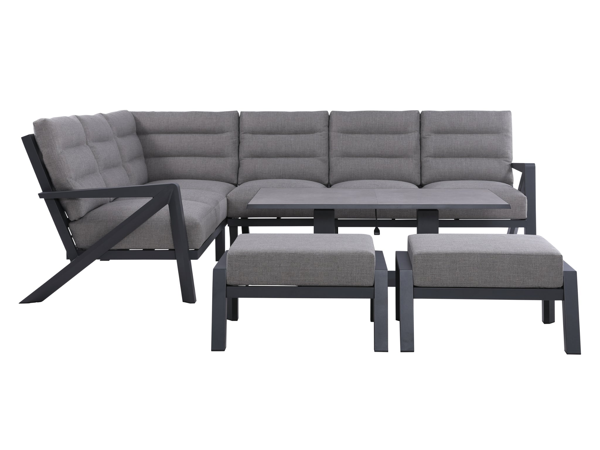 FurnitureOkay Mosman 7-Piece Aluminium Outdoor Modular Lounge Setting — Charcoal