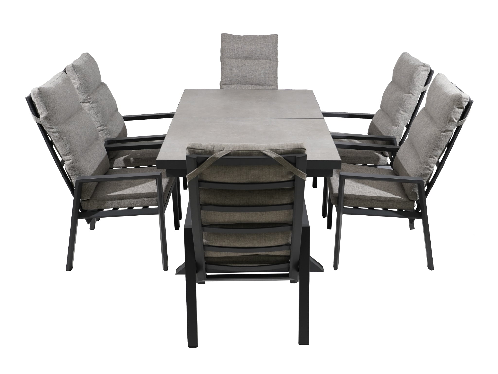 FurnitureOkay Mosman 9-Piece Ceramic Outdoor Extendable Dining Setting — Charcoal