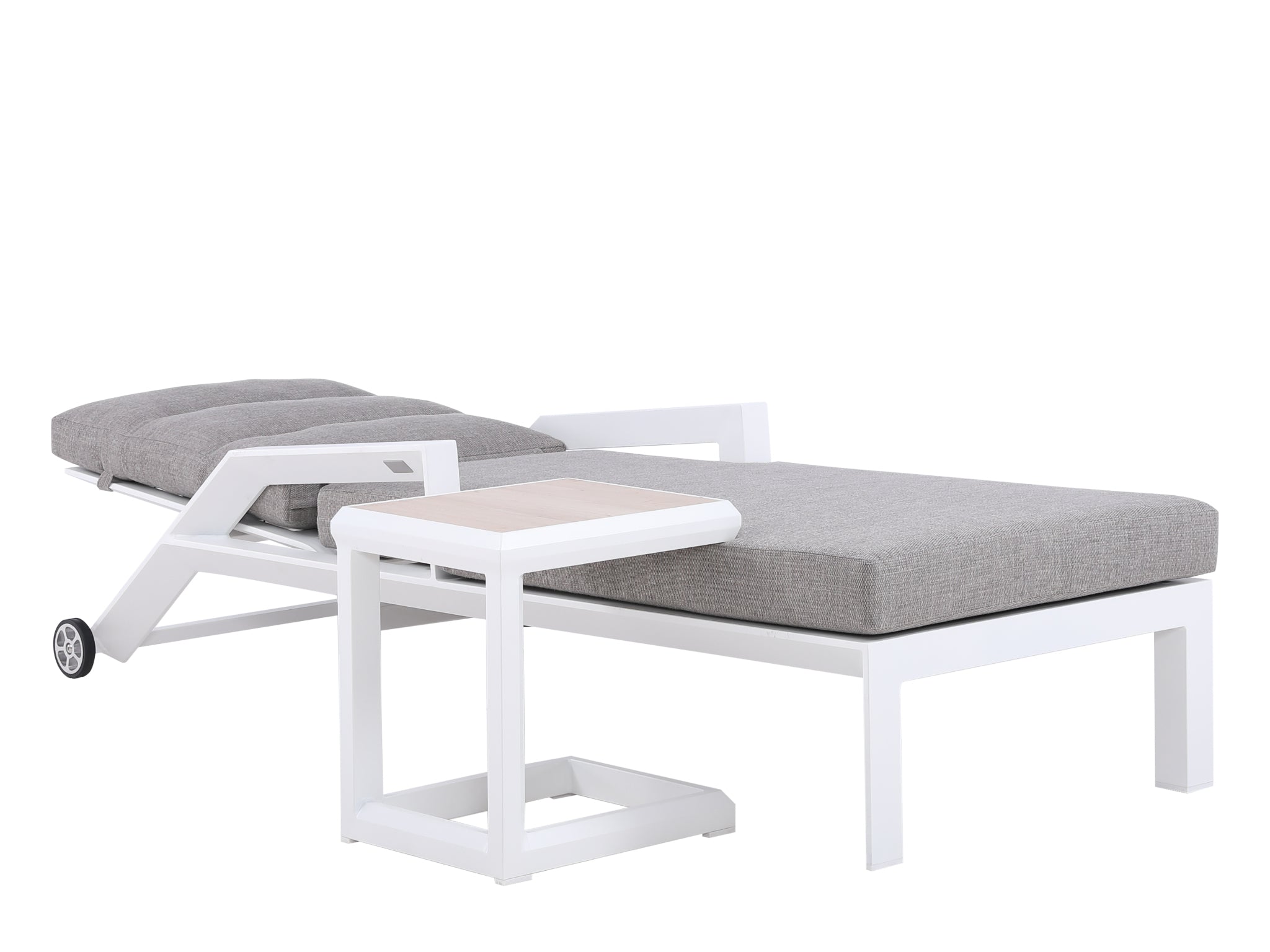 FurnitureOkay Mosman Aluminium Automatic Sunlounger — White