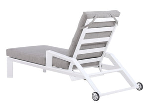 FurnitureOkay Mosman Aluminium Automatic Sunlounger — White