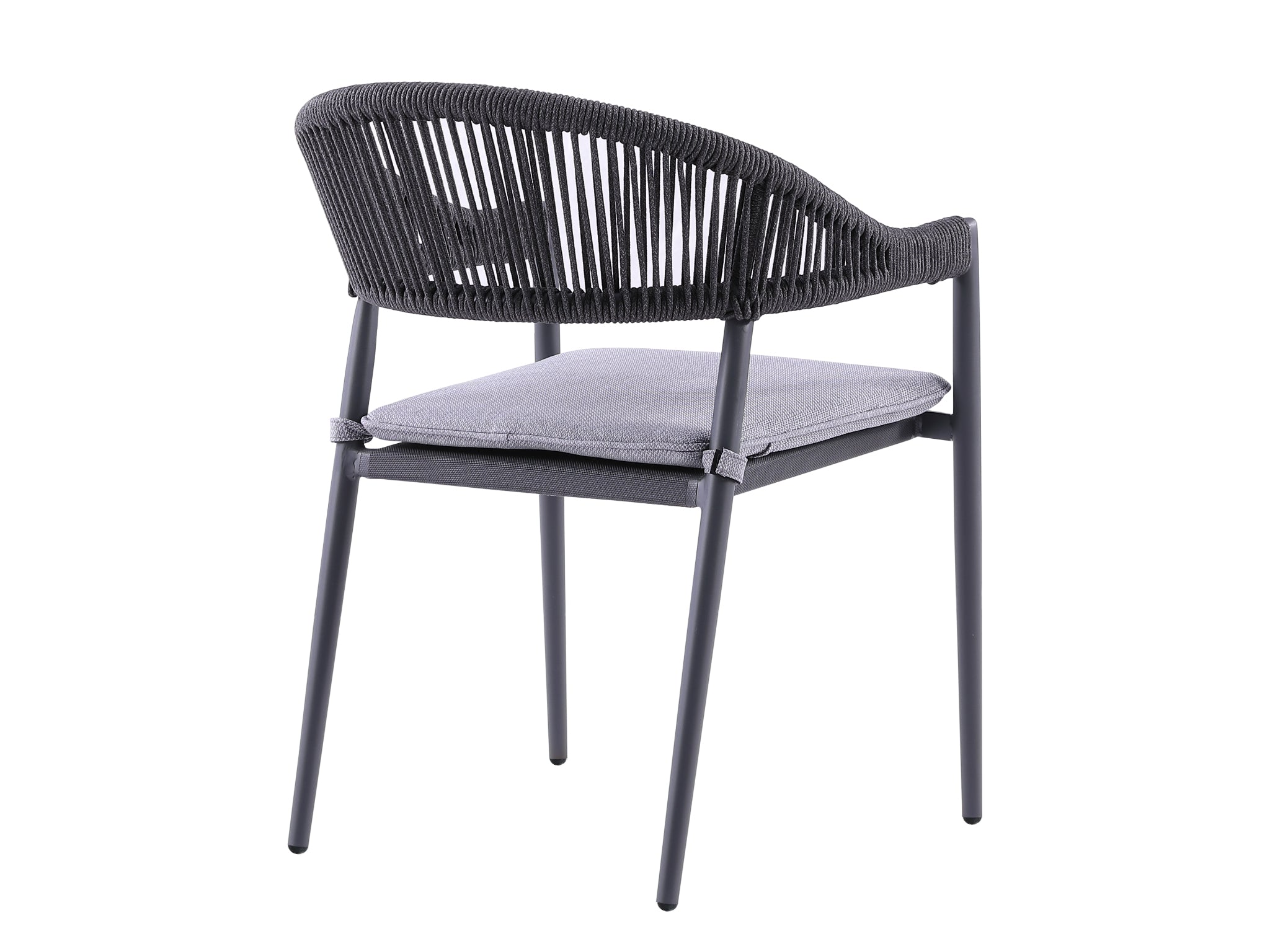 FurnitureOkay Nice Rope Outdoor Dining Chair — Charcoal