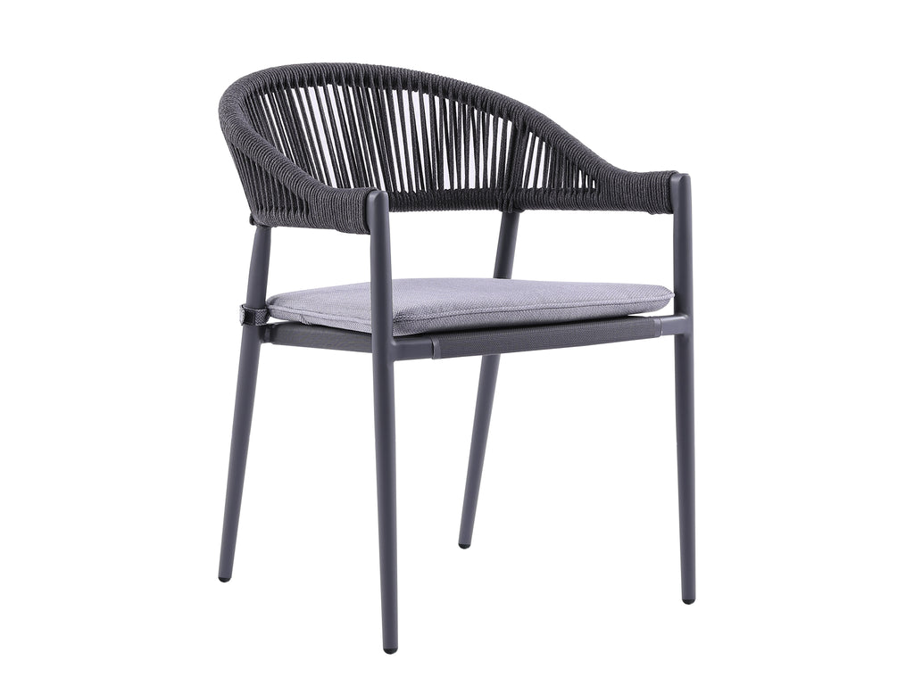 FurnitureOkay Nice Rope Outdoor Dining Chair — Charcoal