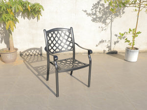 FurnitureOkay Orlando 3-Piece Cast Aluminium Outdoor Dining Setting — Black