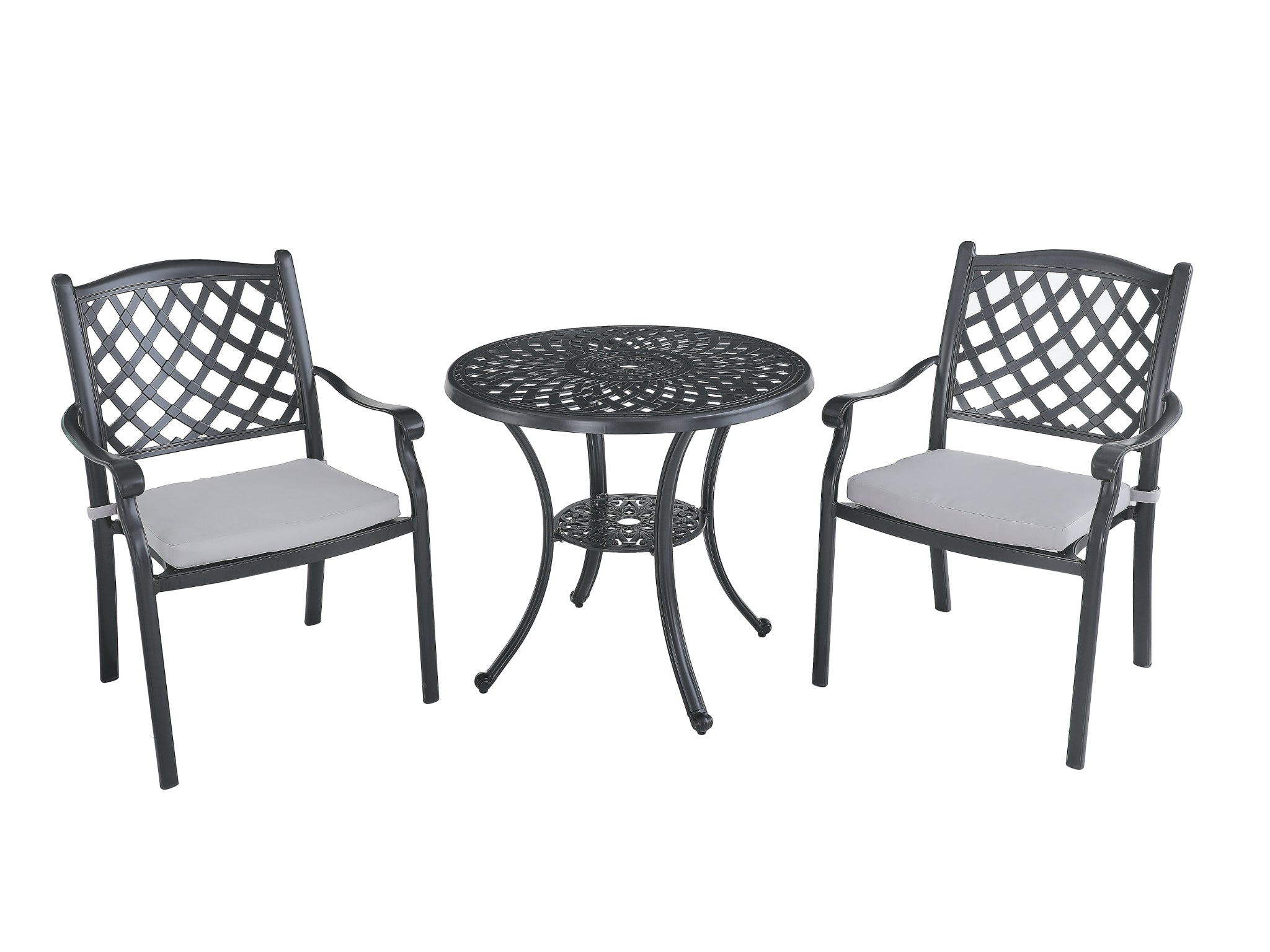 FurnitureOkay Orlando 3-Piece Cast Aluminium Outdoor Dining Setting — Black