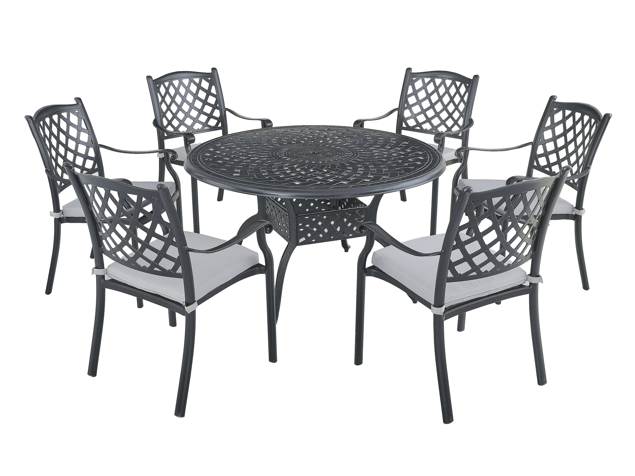 FurnitureOkay Orlando 7-Piece Cast Aluminium Outdoor Dining Setting — Black