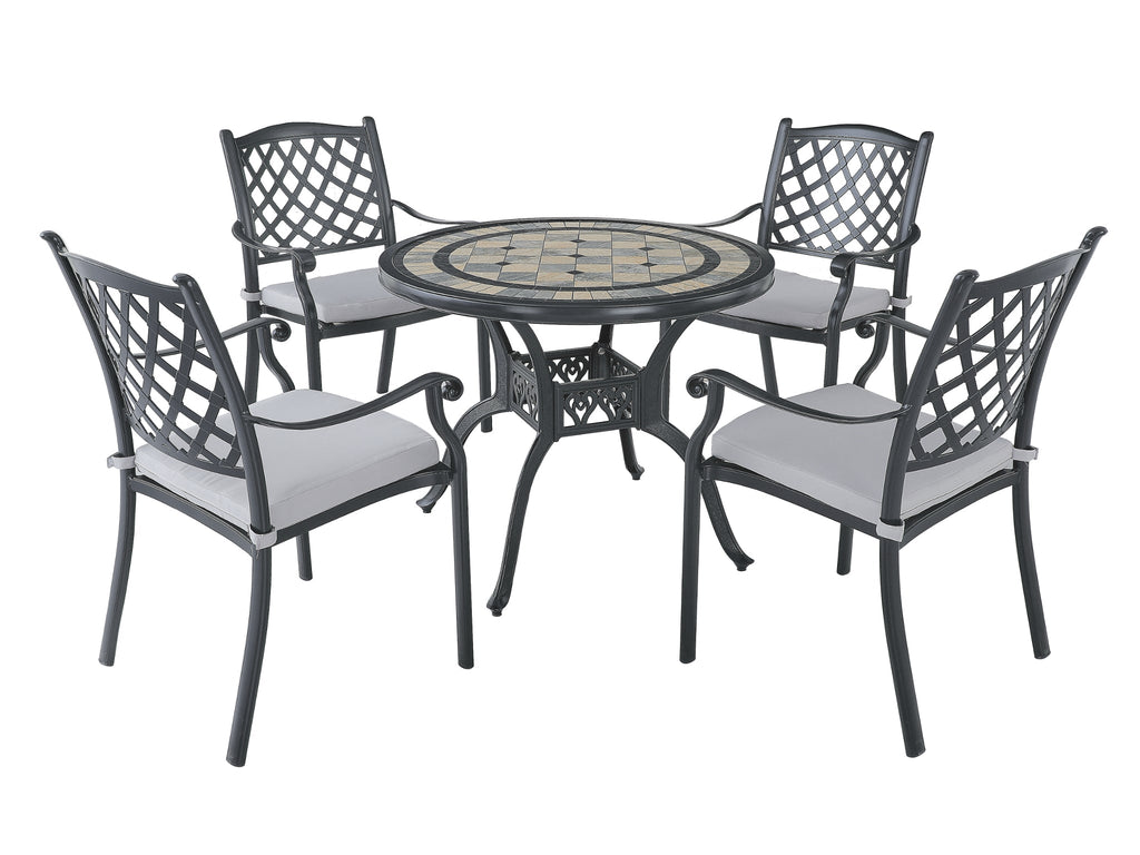 FurnitureOkay Orlando-Athens 5-Piece Cast Aluminium Outdoor Dining Setting