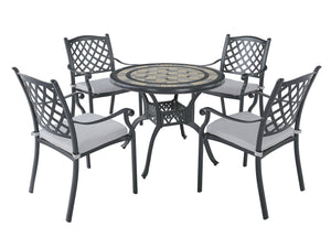 FurnitureOkay Orlando-Athens 5-Piece Cast Aluminium Outdoor Dining Setting