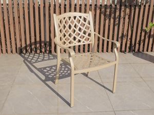 FurnitureOkay Orlando Cast Aluminium Outdoor Dining Chair — Sandstone