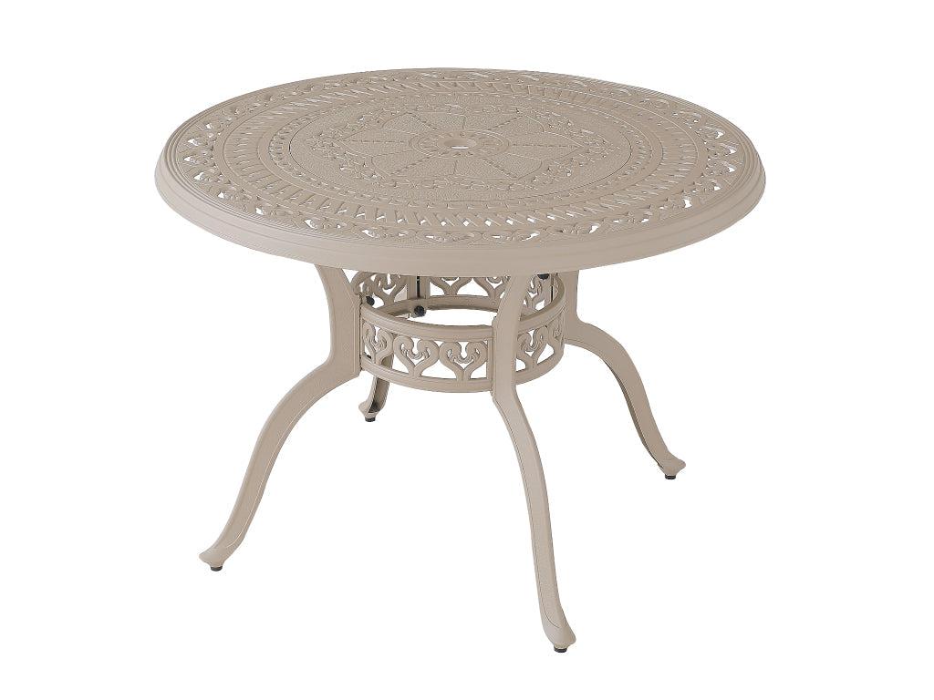 FurnitureOkay Orlando Cast Aluminium Outdoor Dining Table (100cm Round) — Sandstone