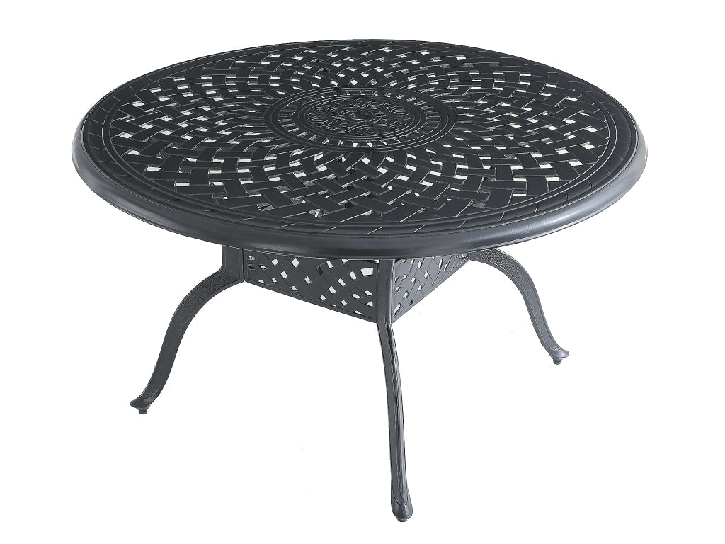 FurnitureOkay Orlando Cast Aluminium Outdoor Dining Table (130cm Round) — Black