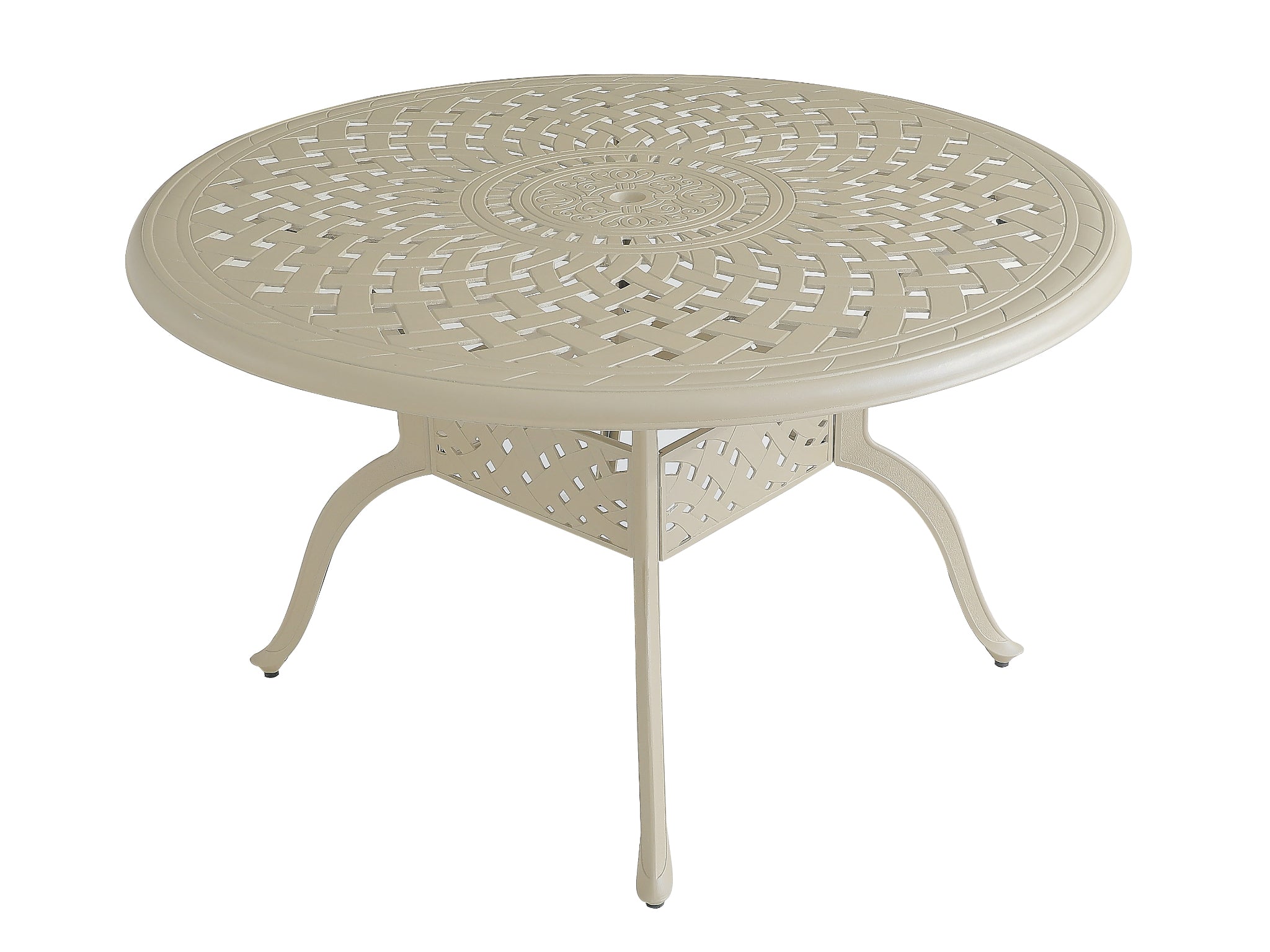 FurnitureOkay Orlando Cast Aluminium Outdoor Dining Table (130cm Round) — Sandstone