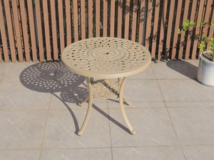 FurnitureOkay Orlando Cast Aluminium Outdoor Dining Table (78cm Round) — Sandstone