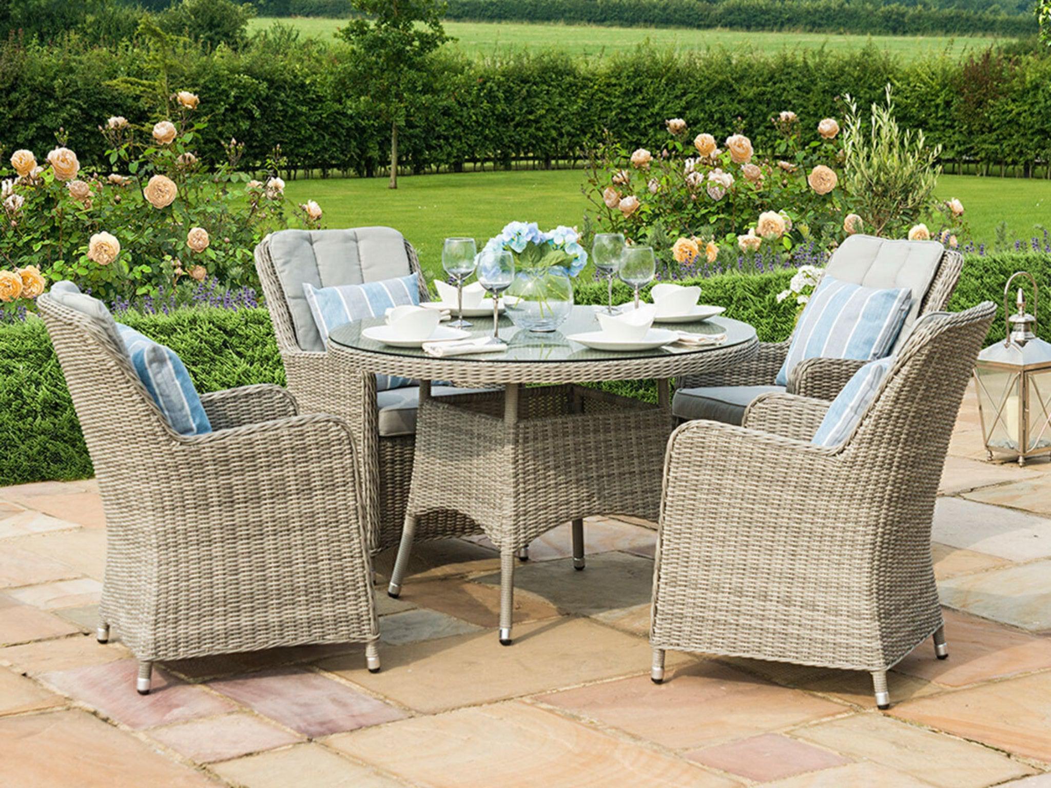 FurnitureOkay Oxford 5-Piece Wicker Outdoor Dining Setting