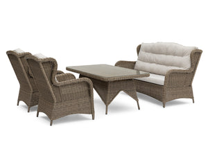 FurnitureOkay Rosebud 4-Piece Wicker Outdoor Lounge Setting — Brown