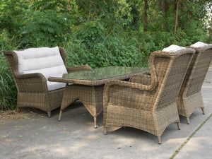 FurnitureOkay Rosebud 4-Piece Wicker Outdoor Lounge Setting — Brown