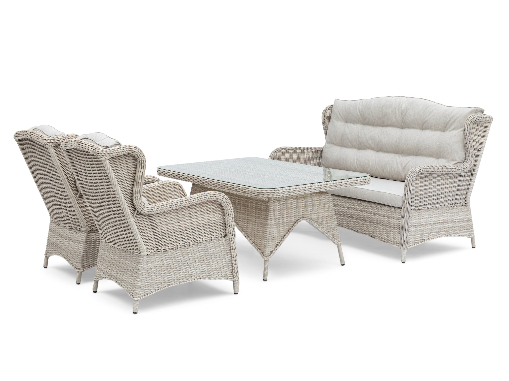 Rosebud 4 Piece Wicker Outdoor Lounge Setting White Shell FurnitureOkay