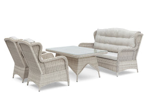 FurnitureOkay Rosebud 4-Piece Wicker Outdoor Lounge Setting — White Shell