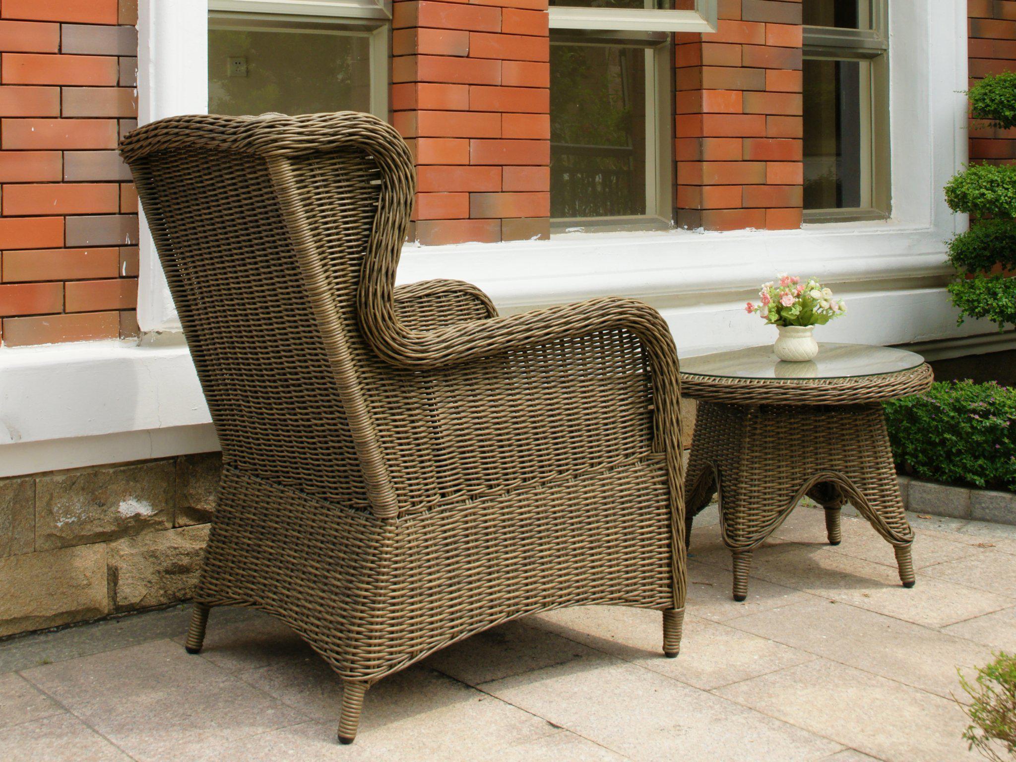 FurnitureOkay Rosebud Wicker Outdoor Lounge Chair — Brown