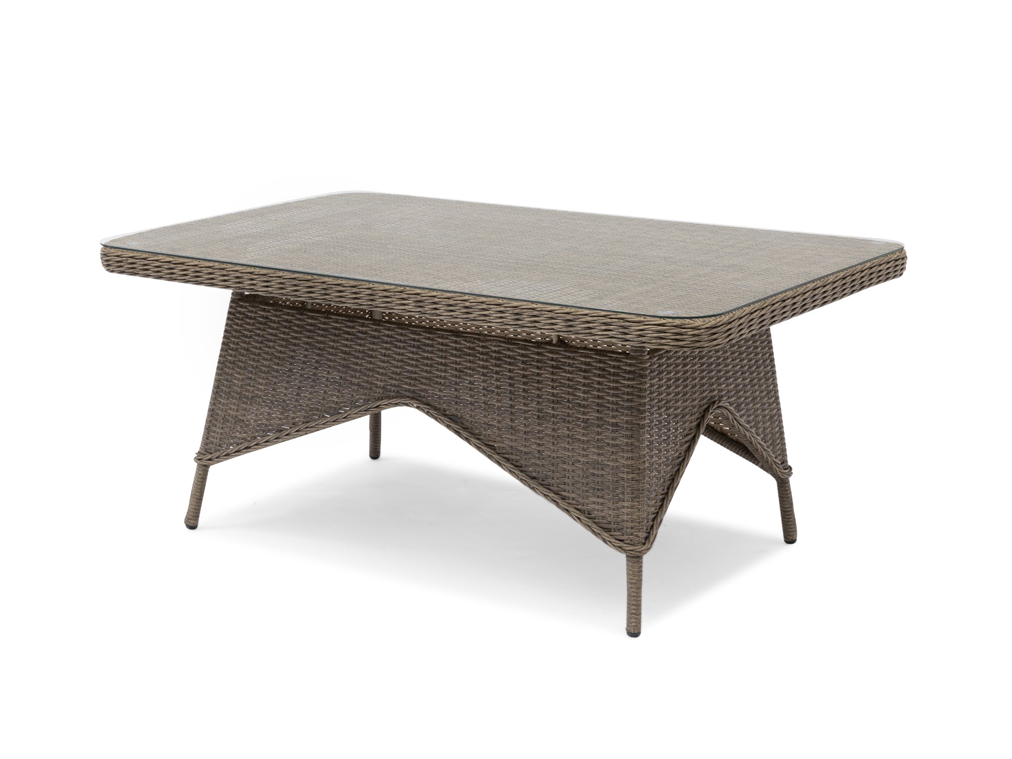 FurnitureOkay Rosebud Wicker Outdoor Low Dining Table — Brown